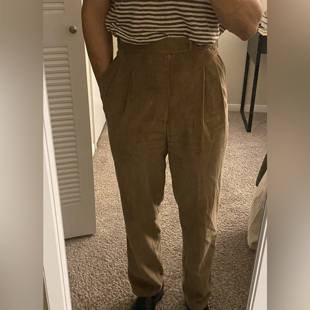 Aspen Trousers High Rise Corduroy Pleated Trousers w/ side adjusters